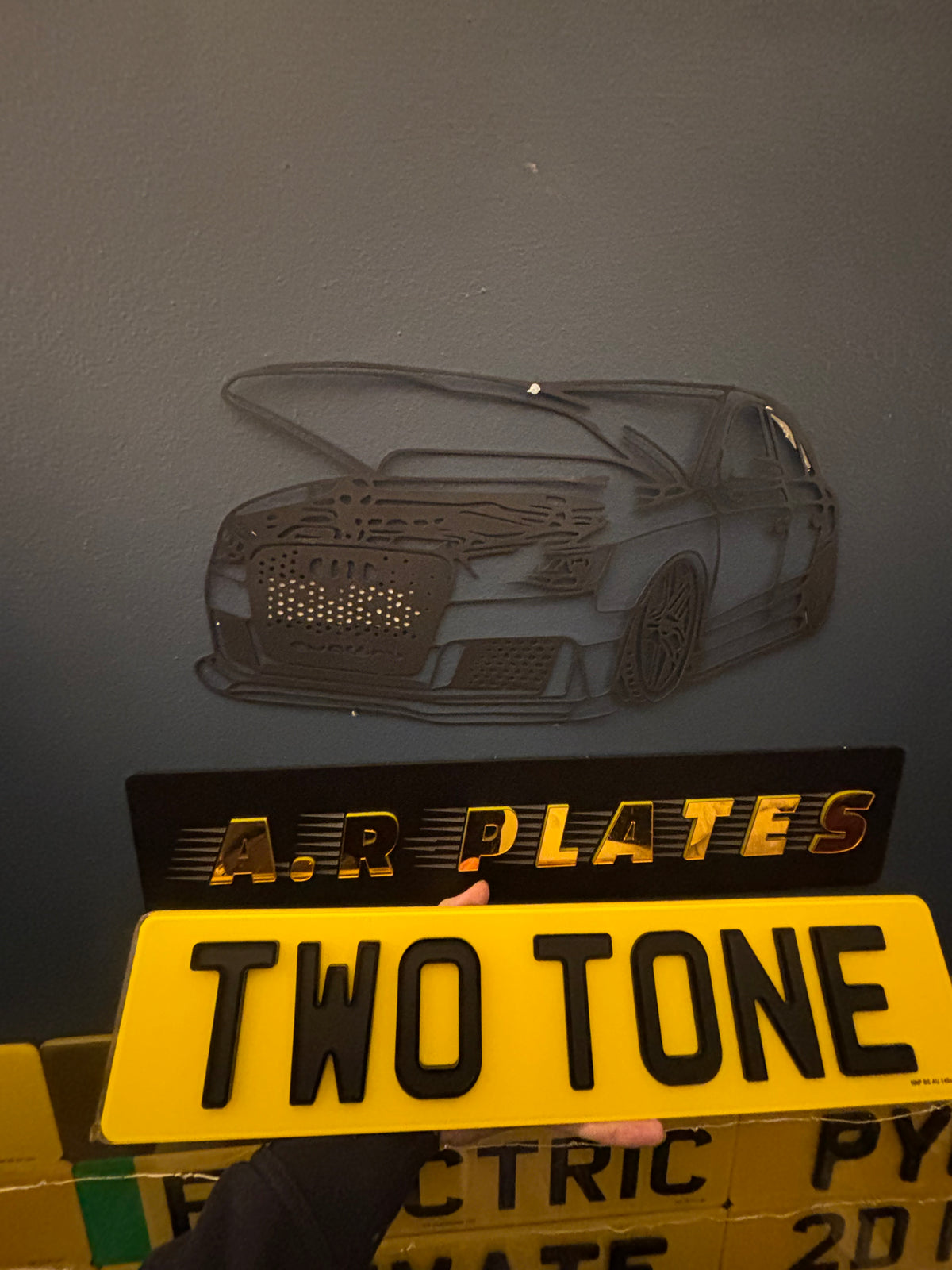 4D Two Tone Number Plates (Matt) with Gloss Edge Lettering Set