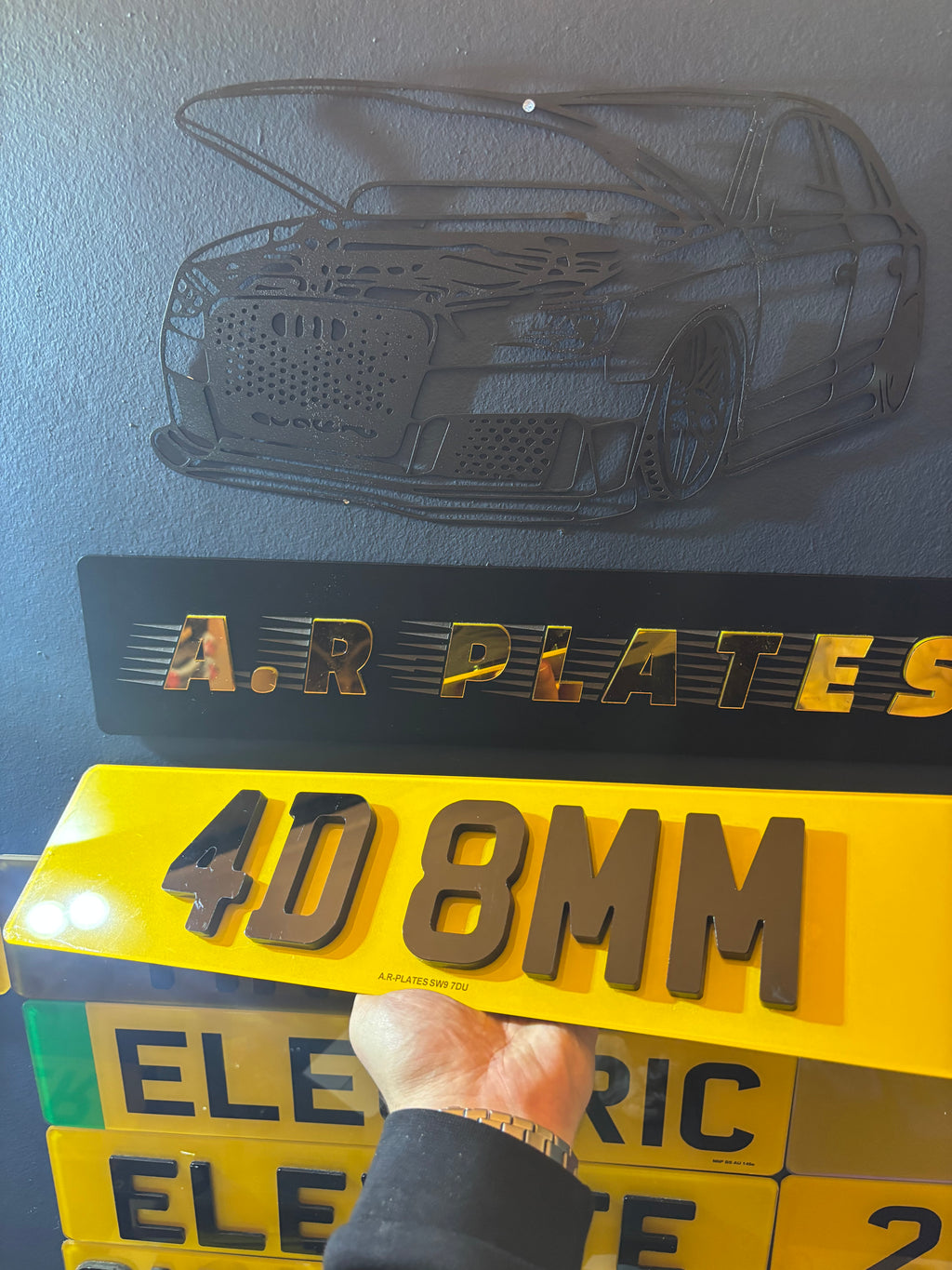 4D Number Plates (8mm) with Gloss Black Lettering Set