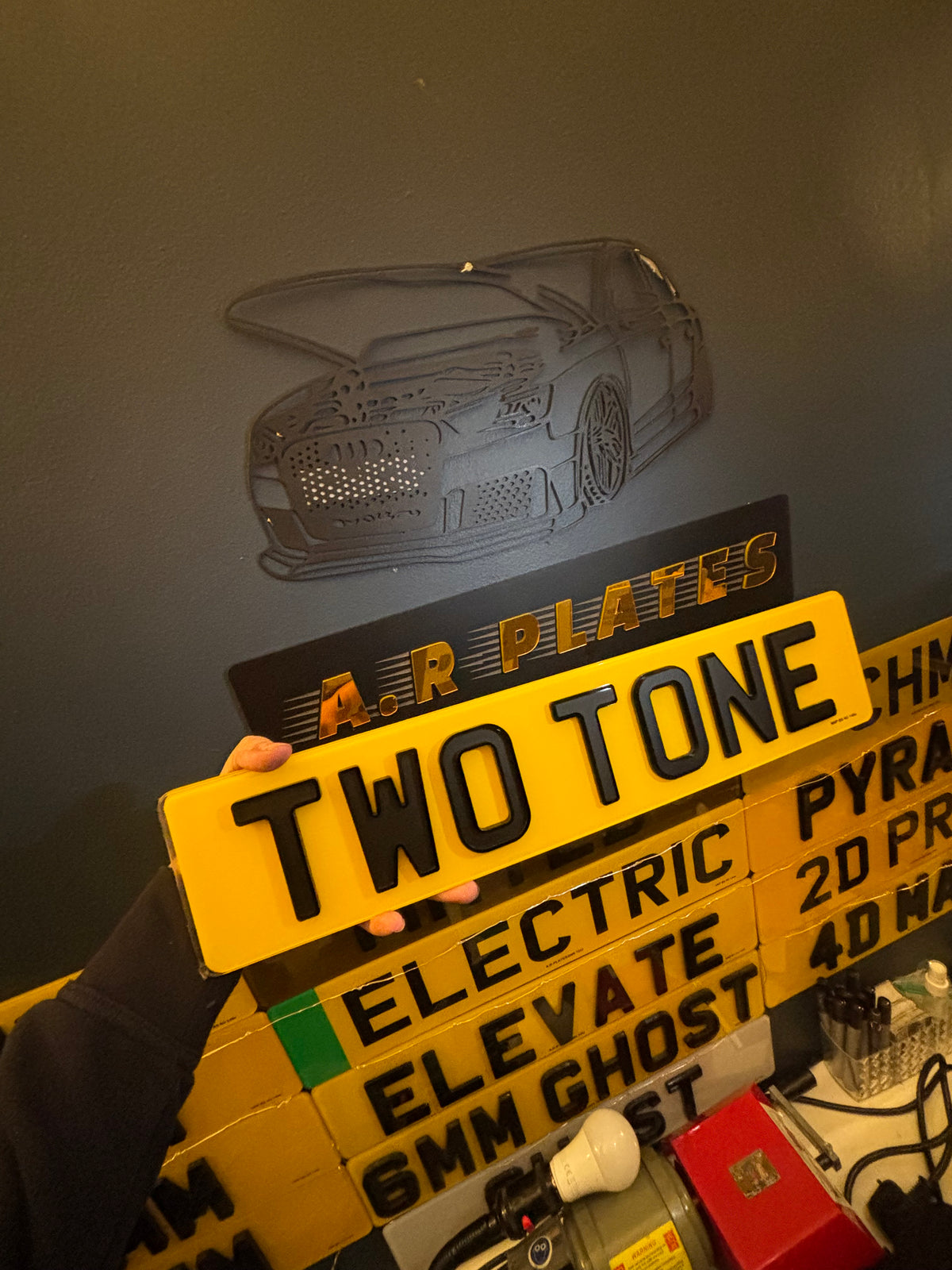 4D Two Tone Number Plates (Matt) with Gloss Edge Lettering Set