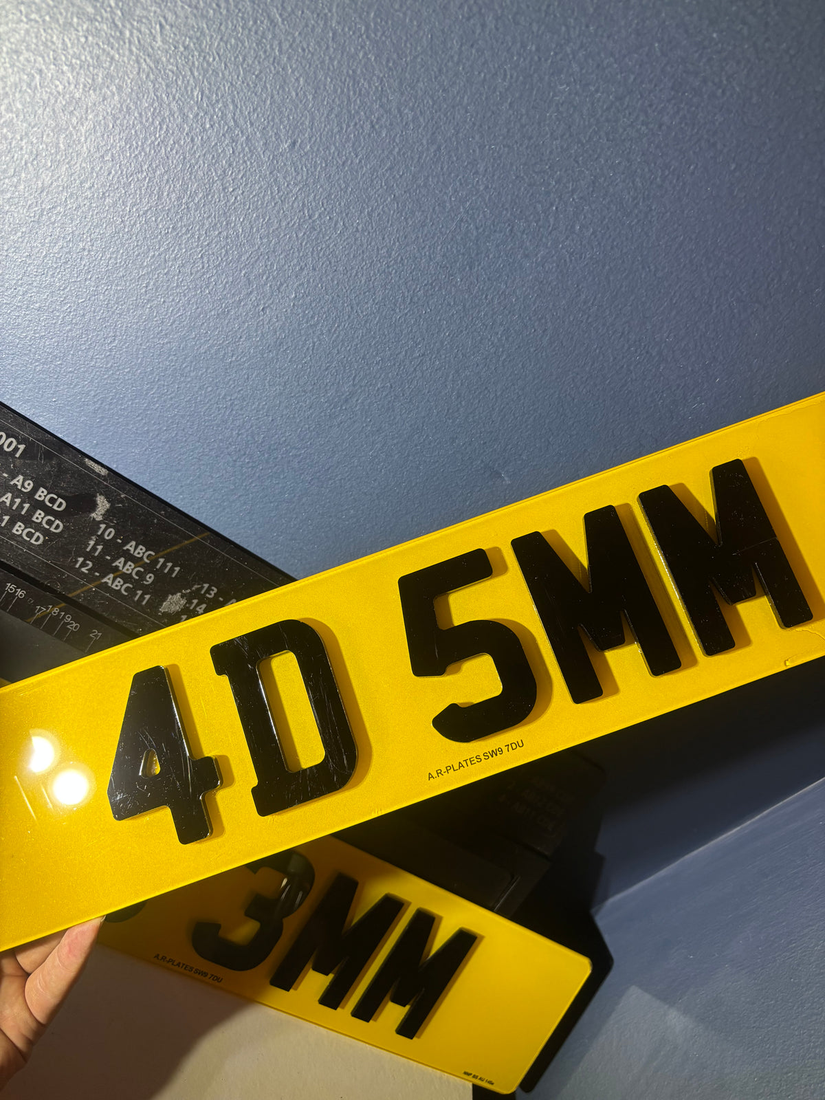 4D Number Plates (5mm) with Gloss Black Lettering Set