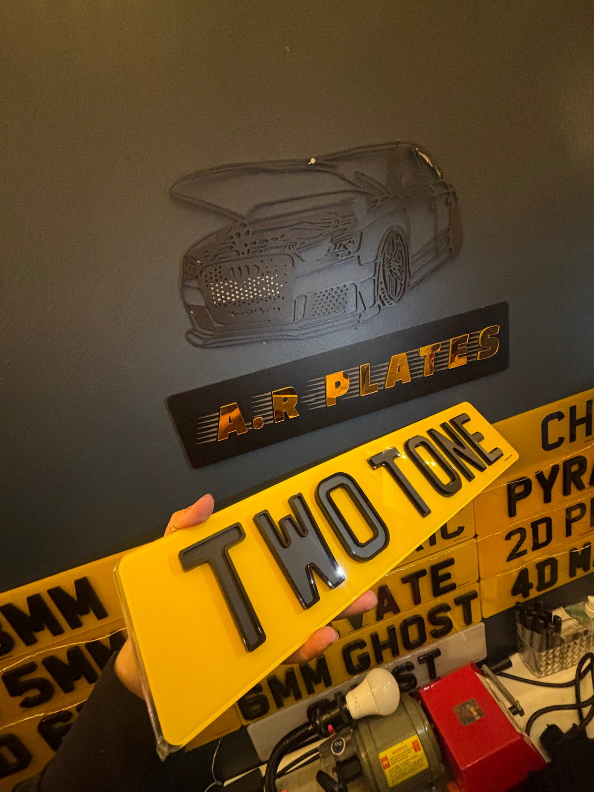 4D Two Tone Number Plates (Matt) with Gloss Edge Lettering Set