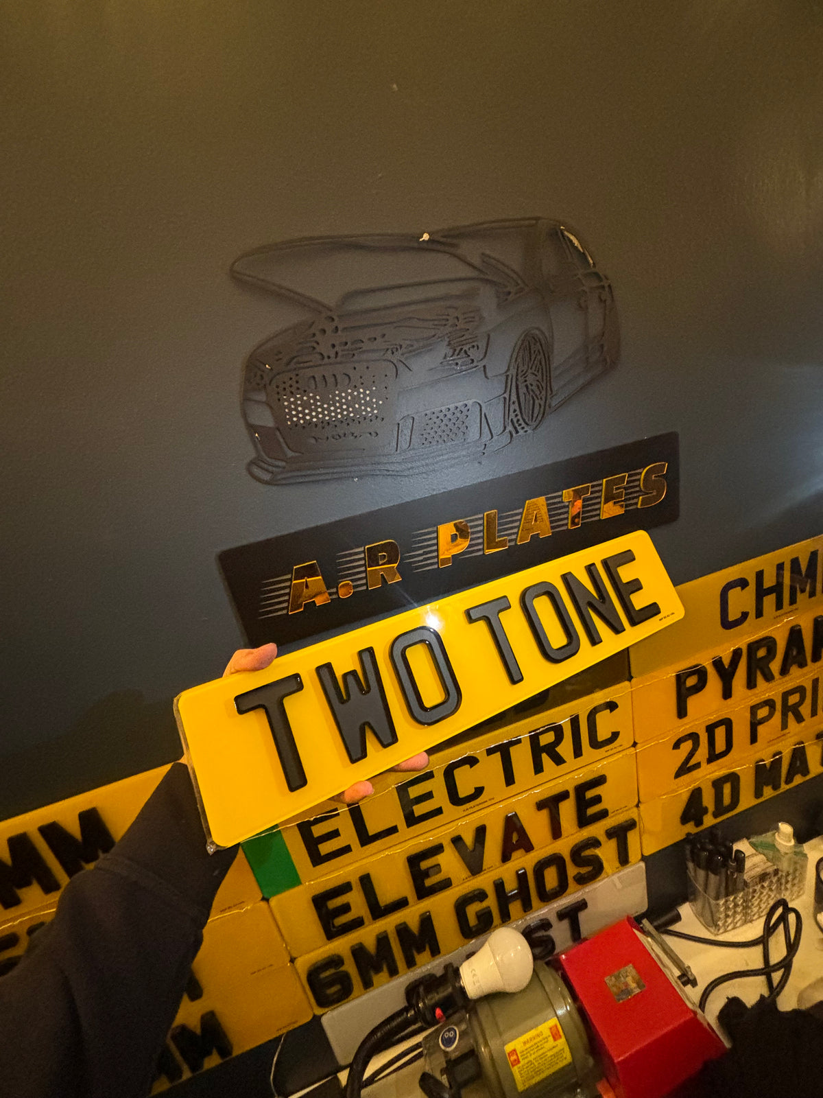 4D Two Tone Number Plates (Matt) with Gloss Edge Lettering Set