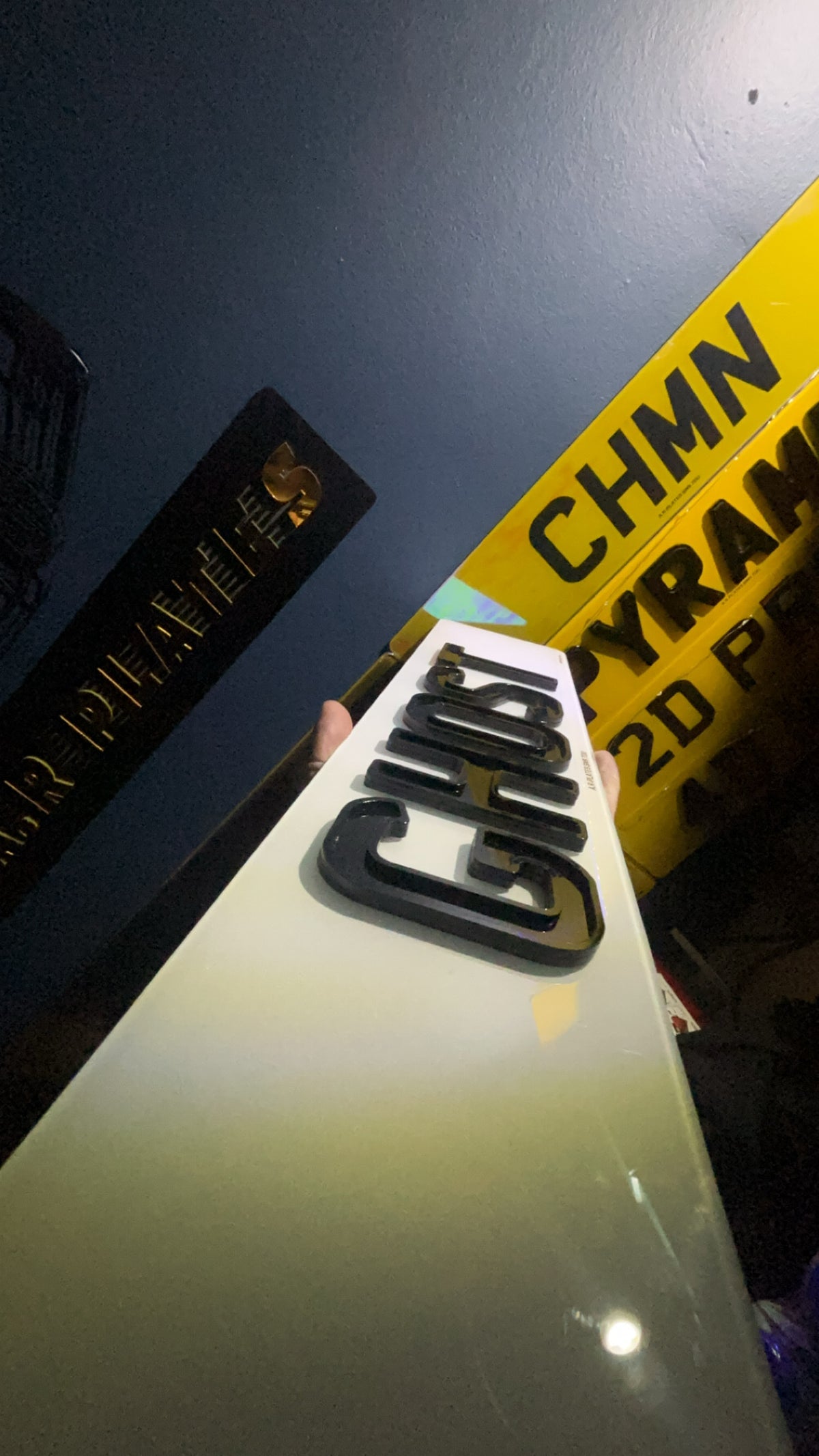 4D Ghost Number Plates (6mm) with Gloss Black Lettering Set