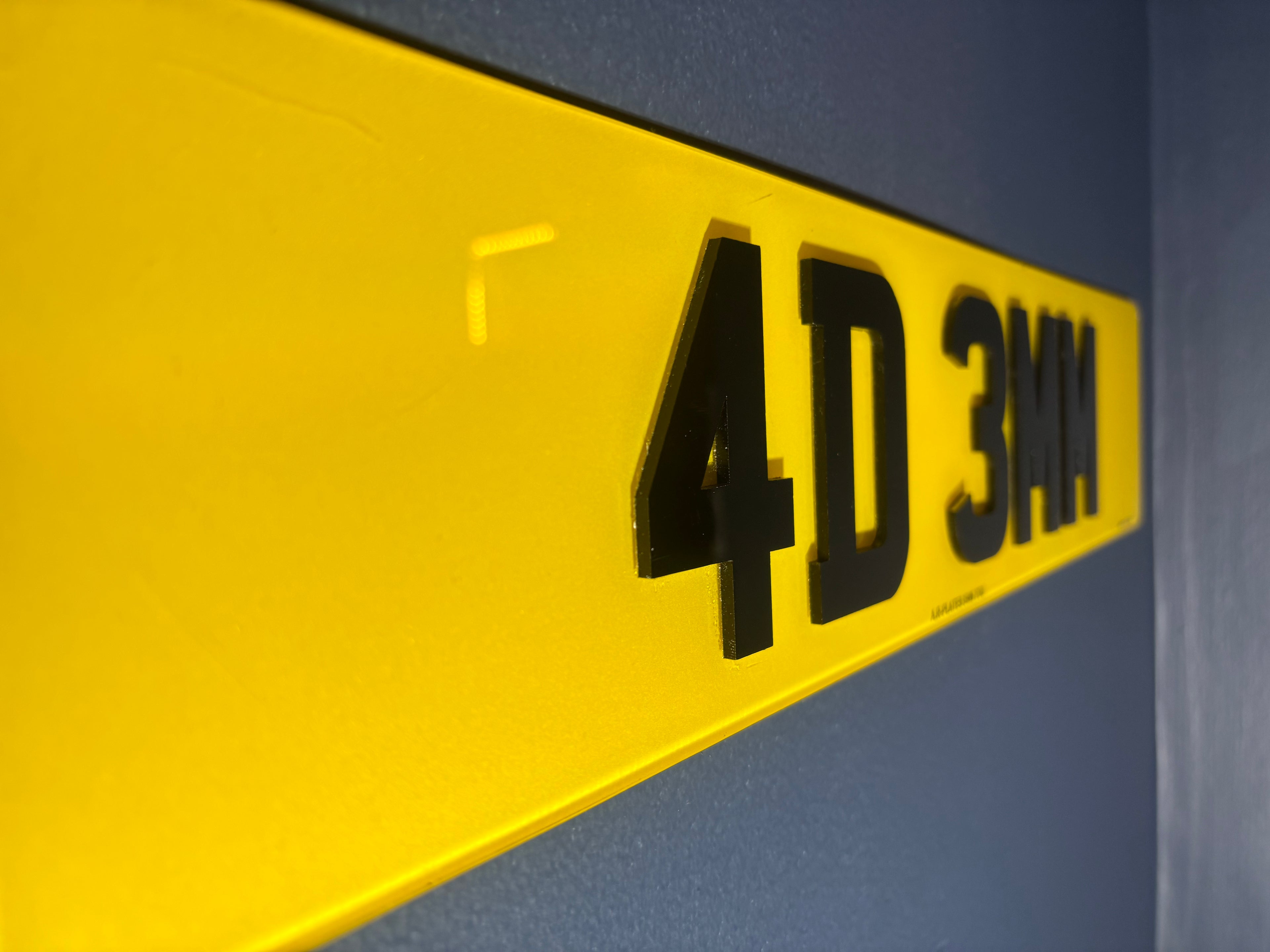 4D Number Plates (3mm) with Gloss Black Lettering Set